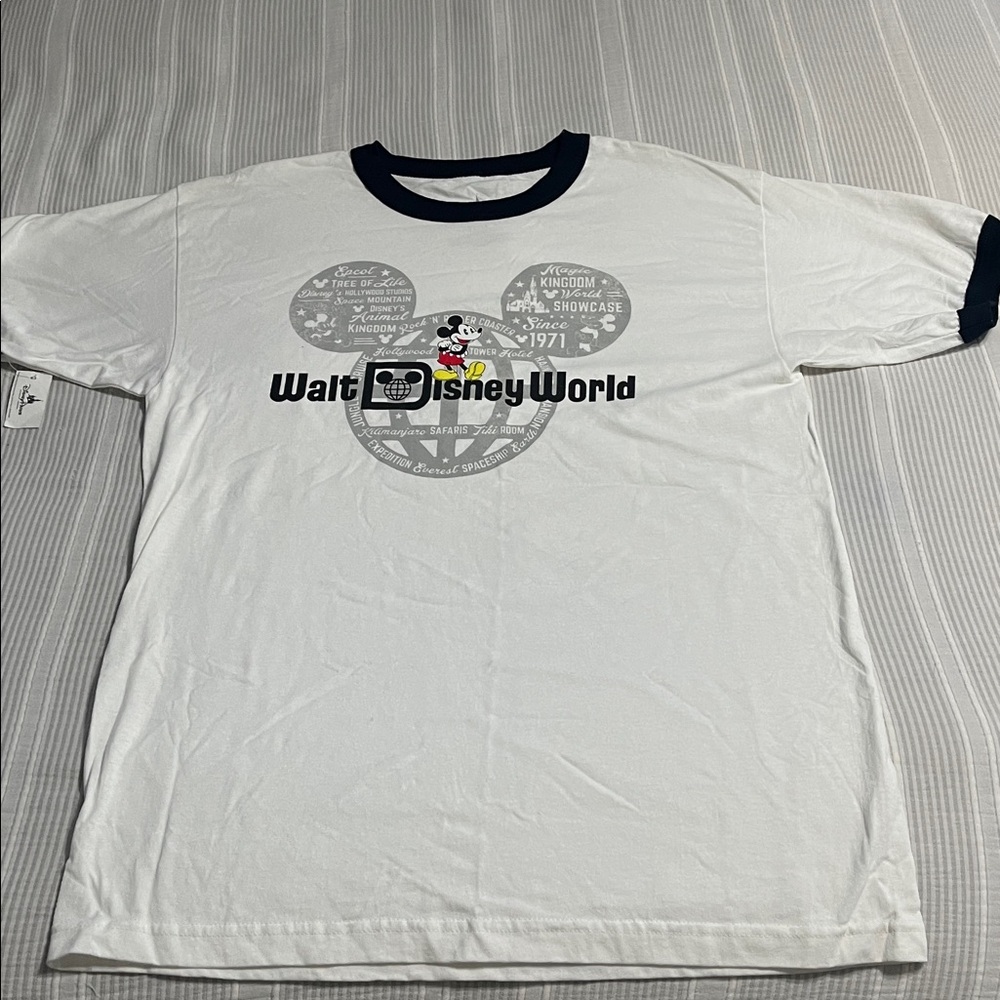Disney White T-Shirt with Black and Gray Mickey Design